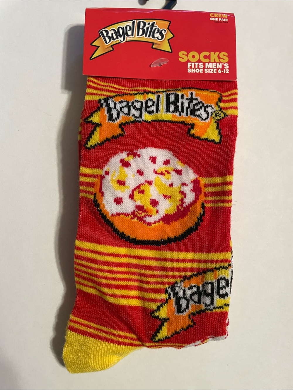 Happy Socks Bagel Bites Red and Yellow Crew Socks